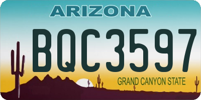 AZ license plate BQC3597