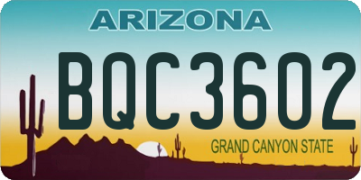 AZ license plate BQC3602