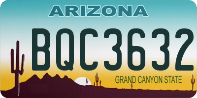 AZ license plate BQC3632