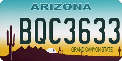 AZ license plate BQC3633