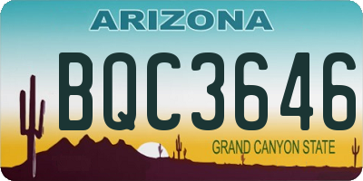 AZ license plate BQC3646