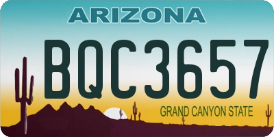 AZ license plate BQC3657