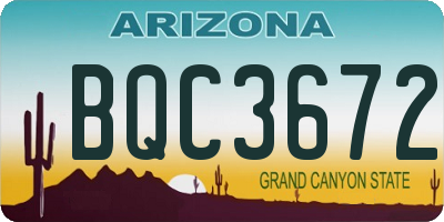 AZ license plate BQC3672