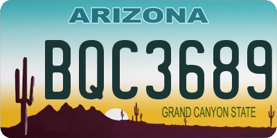 AZ license plate BQC3689