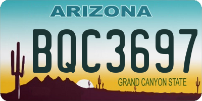 AZ license plate BQC3697