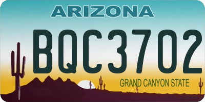 AZ license plate BQC3702