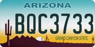 AZ license plate BQC3733