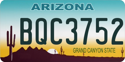 AZ license plate BQC3752