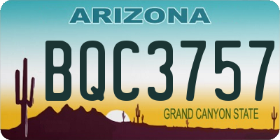 AZ license plate BQC3757