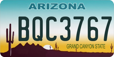 AZ license plate BQC3767