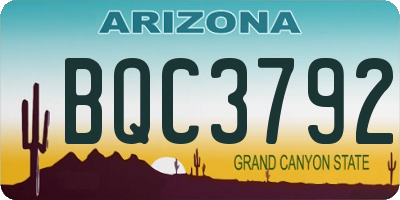 AZ license plate BQC3792
