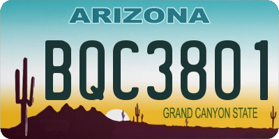 AZ license plate BQC3801
