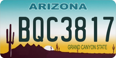 AZ license plate BQC3817