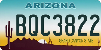 AZ license plate BQC3822