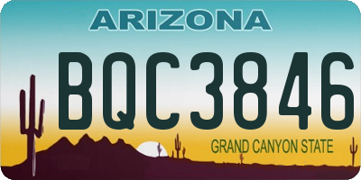AZ license plate BQC3846