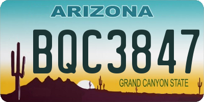 AZ license plate BQC3847