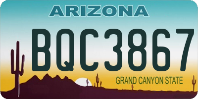 AZ license plate BQC3867