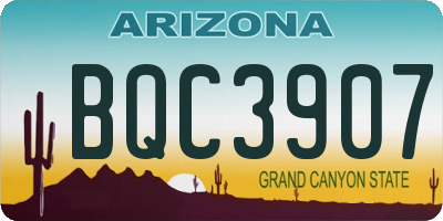 AZ license plate BQC3907