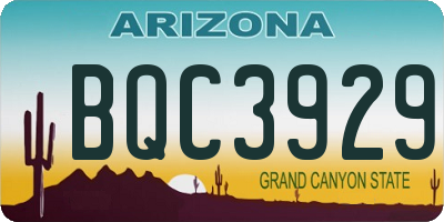 AZ license plate BQC3929