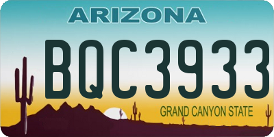 AZ license plate BQC3933
