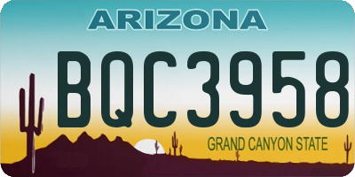 AZ license plate BQC3958