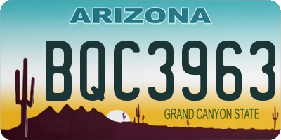 AZ license plate BQC3963