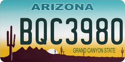 AZ license plate BQC3980