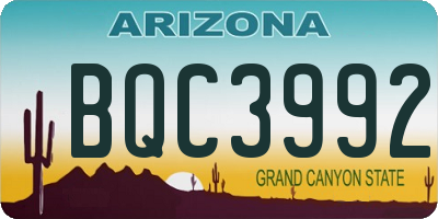 AZ license plate BQC3992