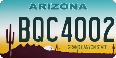 AZ license plate BQC4002