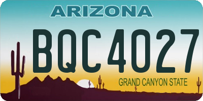 AZ license plate BQC4027