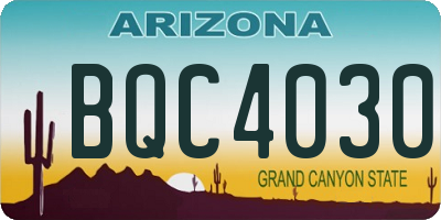 AZ license plate BQC4030