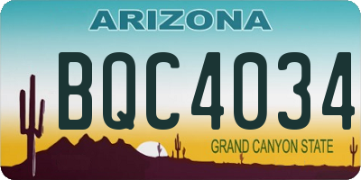 AZ license plate BQC4034