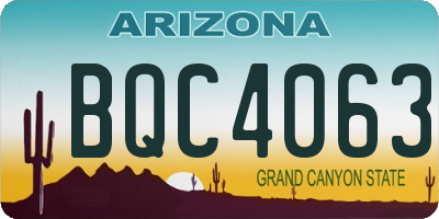 AZ license plate BQC4063