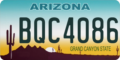 AZ license plate BQC4086