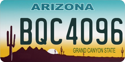 AZ license plate BQC4096