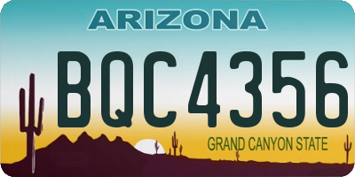 AZ license plate BQC4356