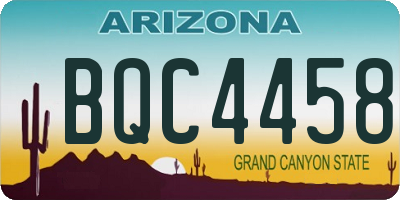 AZ license plate BQC4458