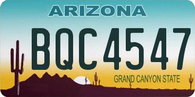 AZ license plate BQC4547