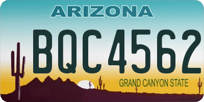 AZ license plate BQC4562