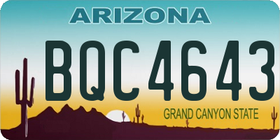 AZ license plate BQC4643