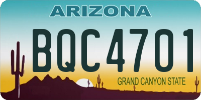 AZ license plate BQC4701