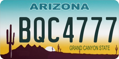 AZ license plate BQC4777