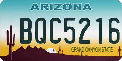 AZ license plate BQC5216