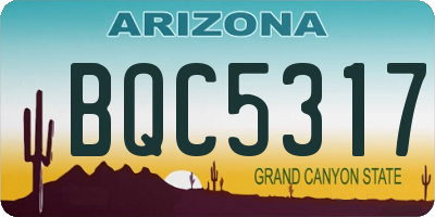 AZ license plate BQC5317
