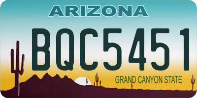 AZ license plate BQC5451