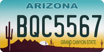 AZ license plate BQC5567