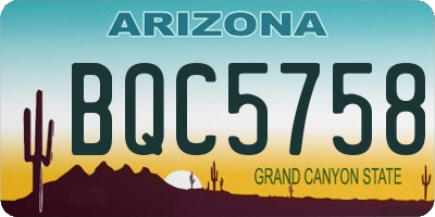 AZ license plate BQC5758