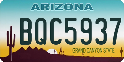 AZ license plate BQC5937