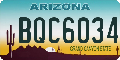 AZ license plate BQC6034