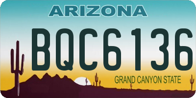 AZ license plate BQC6136